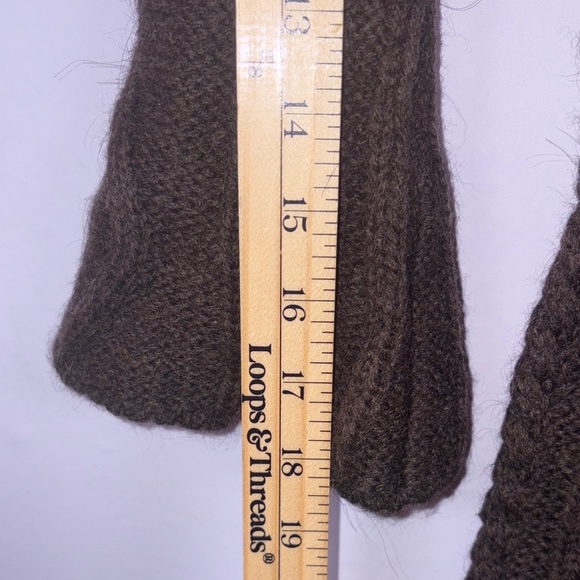 Kenar Womens Brown Cable Knit Flare Sleeve Wool Alpaca Sz Small Fisherman Y2K - Picture 9 of 9